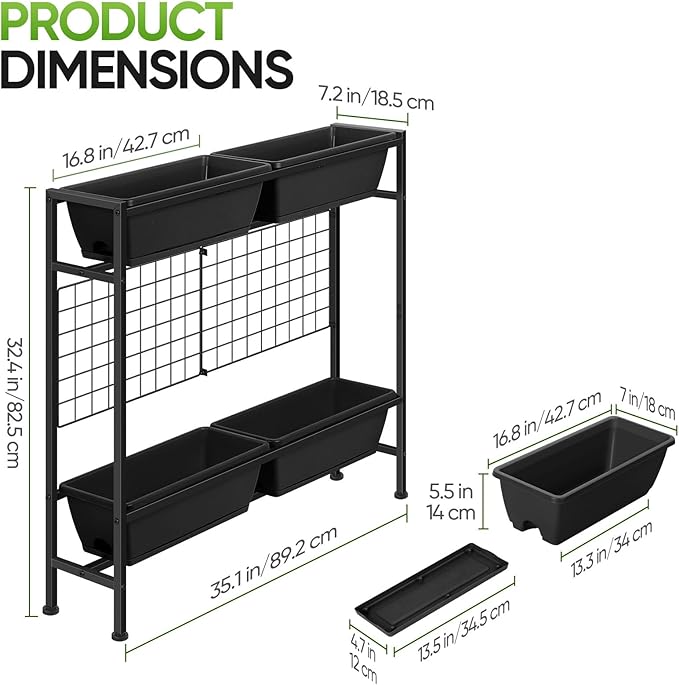 CADUKE Raised Garden Bed Garden Raised Planter Box with Legs 32 Elevated Vegetable Garden Beds with Drainage Holes &amp Trellis Herb Garden Planter Outdoor for Vegetables Balcony Patio Black