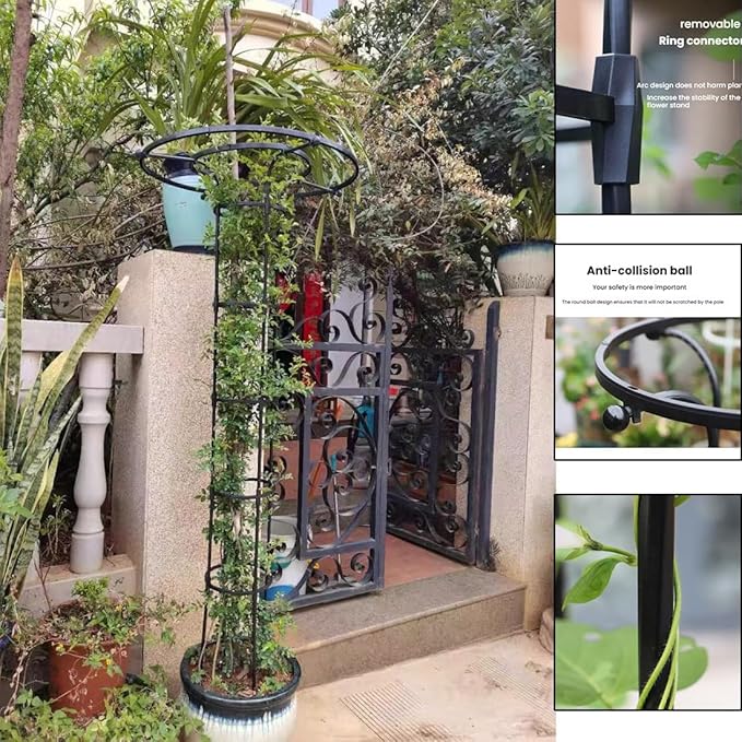 Outdoor Garden Trellis for Climbing Plants and Flowers Indoor Tower Frame Easy to Assemble Rustproof Garden Obelisk Trellis for Backyard Patio 110cm 145cm 180cm 215cm(White4.6ft)