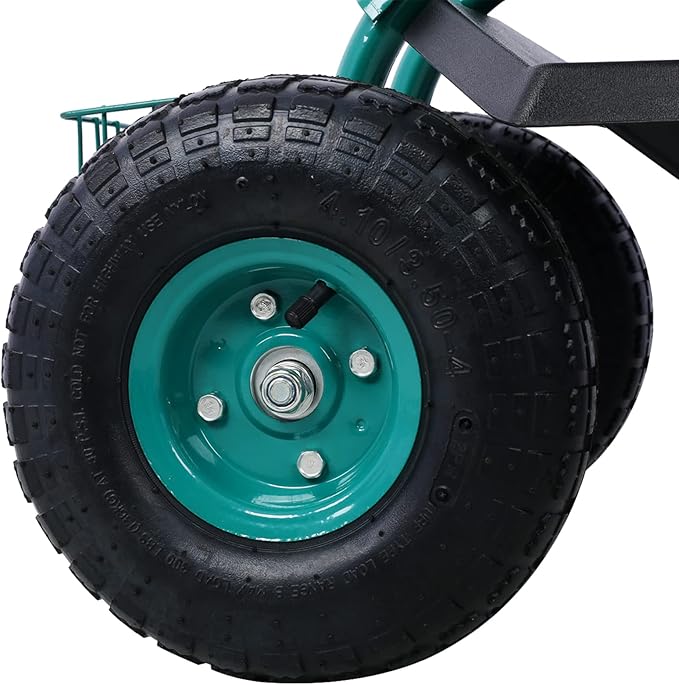 Rolling Garden Scooter Work Seat with Wheels Gardening Stool for Planting 360 Degree Swivel Seat Garden Scooter with Steering Handle &amp Tool Tray Garden Chair for Outdoor Patio and Yard (Gree