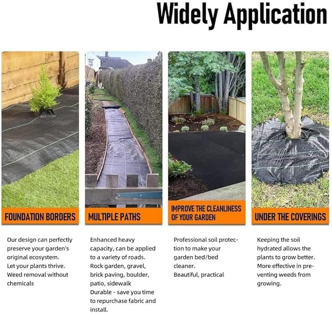 3FT x 300FT Weed Barrier Landscape Fabric 3.2oz Premium Heavy Duty Garden Cloth Ground Cover for Gardening Farming