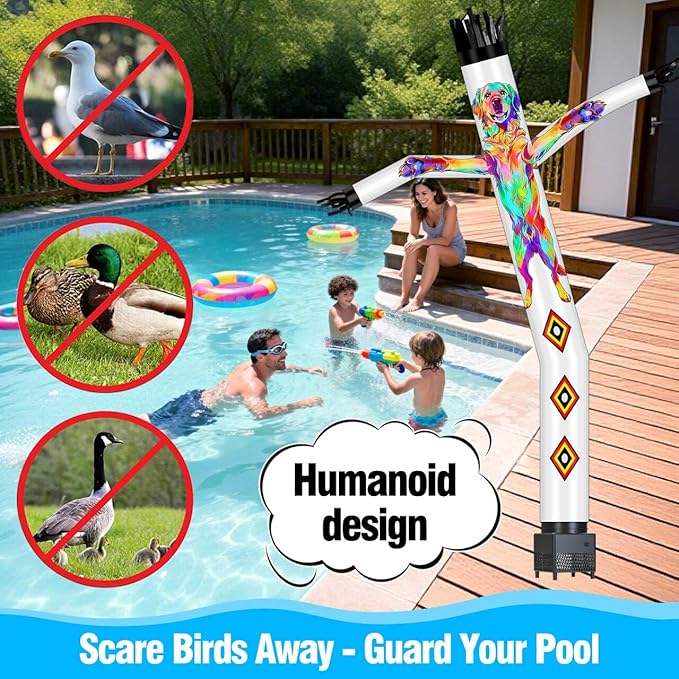 Pool Bird Deterrent Scarecrow Protector 7 ft Automatic Swinging and Make a Sound Keep Birds/Ducks/Heron/Pigeons/Goose/Woodpecker/Crow/Sparrow Away Widly Used for PoolBackyard Boats House Roofs