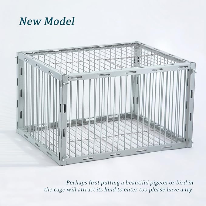 Pigeon Trap with Escape-Proof DesignBirds Trap with One-Way EntryChicken and Bird Traps Cage for PigeonPortable &amp Easy AssemblyUnharmful Made of High-Strength Iron with Anti-Rust Paint