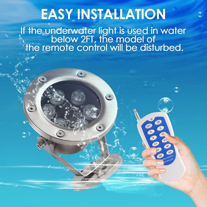 Underwater LED Lights 18W RGB Color Changing Spotlights IP68 Waterproof Submersible Spotlights Suitable for Garden Yard Lawn Pathway （Not Include Transformer）