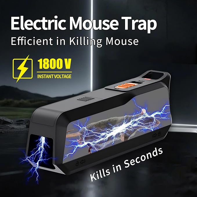 2 Pack Electronic Mouse Trap Effective Electric Mouse Trap Zapper with Pet-Safe Design and No-Touch Disposal High-Power Indoor Rodent and Mice Trap for Home Kitchen Garage Attic(Black)