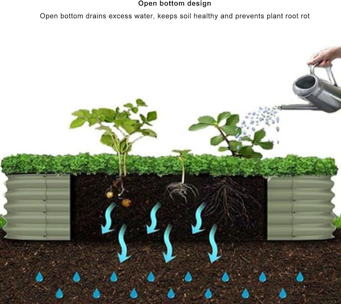 Fabater Raised Garden Bed Kit Oval Raised Planter Bed Open Base for Vegetables Easy Installation for Home School Garden Hotel (Light Green)