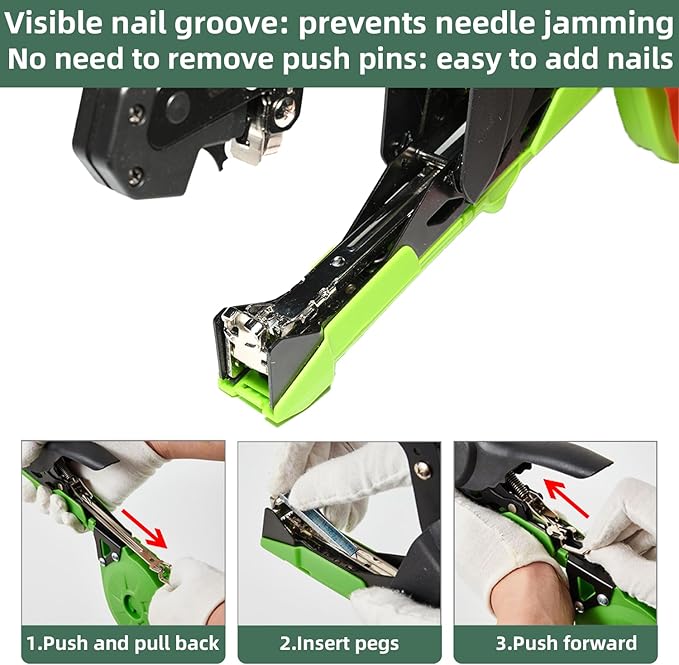 Suca Plant Tying Machine Lightweight Plant Tying Tape Tool to Tie Up Vine Quickly Tie Tapener Gun with Tapes and Staples Green