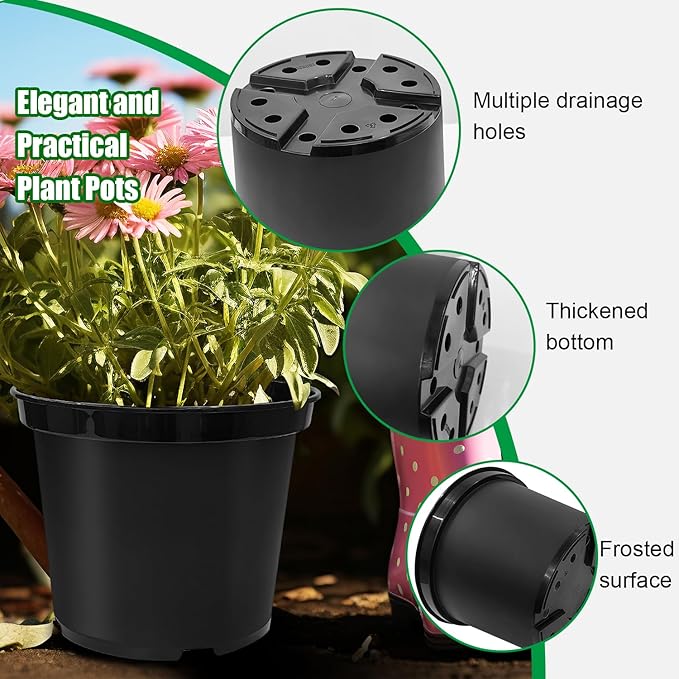 5-Gallon Nursery Pots 5P with 0.5 Gallon/2L Electric Spray Bottle Plant Containers with Drainage Holes Round Sturdy Garden Planters for Indoor/Outdoor Greenery
