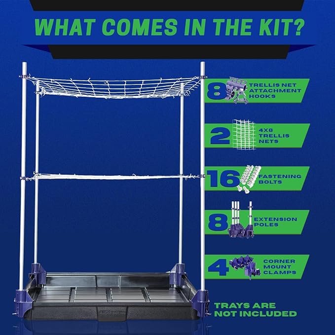 Trim Daddy Trellis System Support Kit (Model B) - for Climbing Plants | Round Corner | Ideal for Hydroponics Growing System Greenhouse &amp Garden