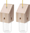 Carpenter Bee Trap for Outside - Shed Style Nature Hanging Wood Trap for Outdoor with Removable Bee Vault Plastic Jar (2 Pack)