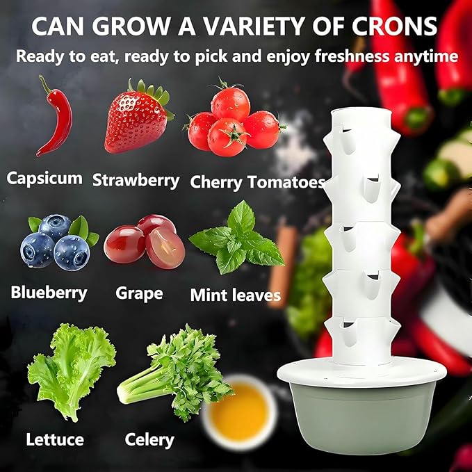 Growing System Kit Hydroponic Garden Tower with Pump System and Plant Climbing Frame Indoor Vertical Hydroponic Garden Tower for Gardening Lover-*