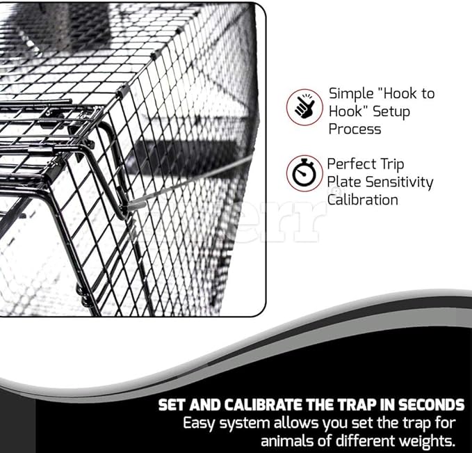 Humane Way Folding 50 Inch Live Humane Animal Trap - Safe Traps for All Animals - Dogs Raccoons Cats Groundhogs Opossums Coyote Bobcat - 50x20x26