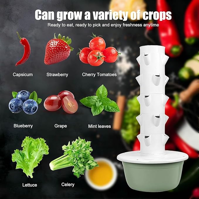 20/28 Holes Hydroponic Growing System Kit Hydroponic Garden Tower with Pump System 5/7 Layers Indoor Vertical Hydroponic Garden Tower for Herbs Fruits and Vegetables-*