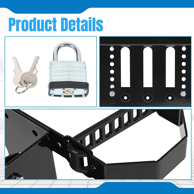 KUAFU Adjustable Blower Rack Trailer Storage Holder W/Lock Compatible with Stihl Echo Husqvarna &amp All Brands Backpack Leaf Blowers - Fit for Open &amp Enclosed Landscape Trailer &amp Truck - Bla