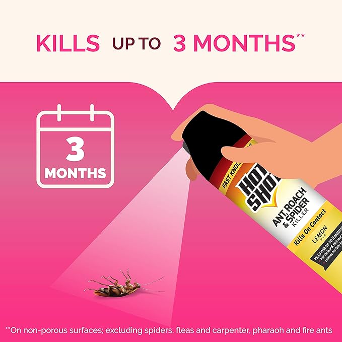 Hot Shot Ant Roach And Spider Killer 2-17.5 Ounce Aerosol Cans Lemon Scent Twin Pack