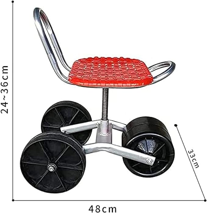 Garden Rolling Work Seat Garden Tools with Wheels 360 Degree Swivel Load 100Kg Adjustable Height for Weeding Gardening Lawn CareCGreen
