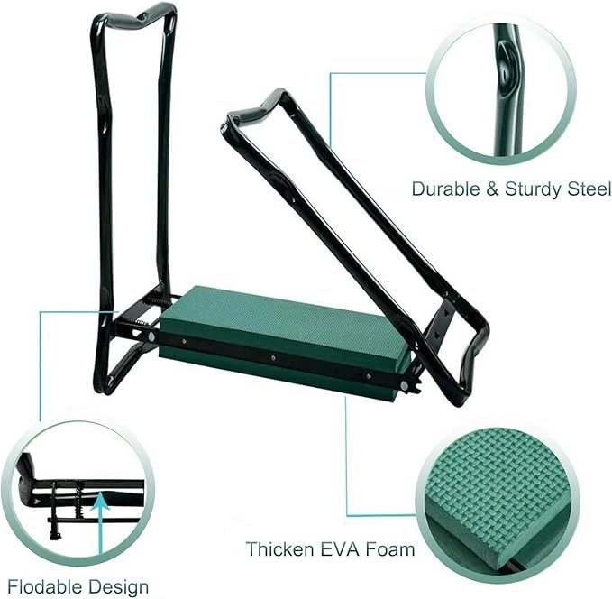 Gardening Kneelers Folding 2 in 1 Gardening Kneeler Seat Garden Bench Lightweight Stools with 2 Tool Pouches Lightweight Garden Kneeler with Thicken and Widen Soft Kneeling Pad