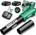 KIMO Leaf Blower Cordless with Battery and Charger 800CFM/300MPH Precision Adjustment Handle 3Speeds w/ Visual Panel Lightweight 2 Extended Tube 2* 2.0 Battery Powered Leaf Blowers for Lawn Care