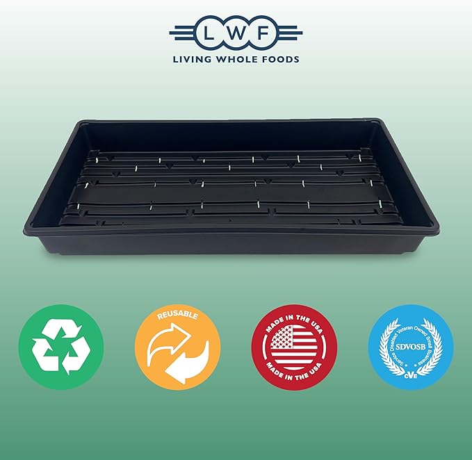 10 Plant Growing Trays (WITH Drain Holes) - 20 x 10 - Perfect Garden Seed Starter Grow Trays: For Seedlings Indoor Gardening Growing Microgreens Wheatgrass &amp More - Soil or Hydroponic