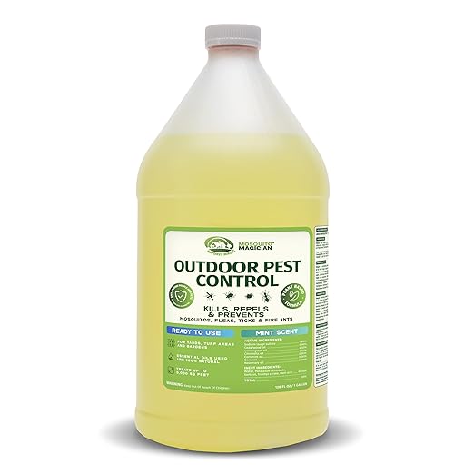 Mosquito Magician Ready to Use Liquid Solution – Kills Mosquitoes Fleas &amp Fire Ants – Use with Mosquito Foggers Sprayers &amp Misting Systems – Pet &amp Yard Safe for Lawns Patios Outdoors