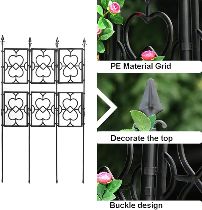 Garden Trellis For Climbing Plants Rustproof Lattice Fence Panels PE Plastic Coated Steel Pipe + PP Grid Foldable Flower Trellis For Potted Plants Easy To Install(Size:90x180cm(35.4x70.8in))