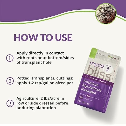 Myco Bliss Powder (20lbs) - Mycorrhizal Fungi for Soil - 5 Strain Mycorrhizal Inoculant with 1000 Propagules Per Gram - Highly Concentrated Mycorrhizae for Plants Potting Soil &amp Garden Soil