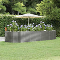 Raised Garden Bed Gray 144.5x55.1x26.8 Powder-Coated Steel Elevated Planter Box for Outdoor Use Large Garden Raised Bed Durable Garden Box for Vegetables Flowers and Herbs