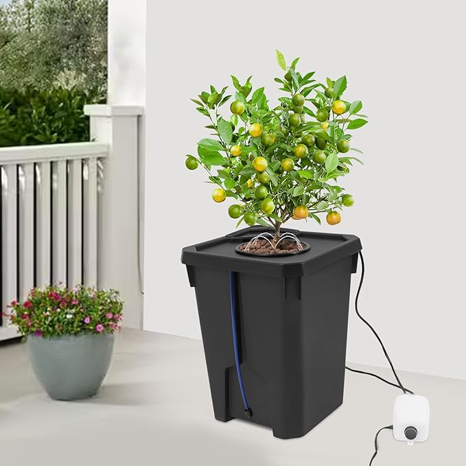 Hydroponics Growing System with Top Drip Kit 7 Gallon Deep Water Culture Bucket System with Air Pump&ampHose Recirculating Drip Garden System (1pcs)