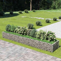 Galvanized Steel Gabion Raised Bed 177.2x35.4x19.7 Silver Outdoor Planter Box &amp Privacy Fence Barrier for Garden Patio Yard