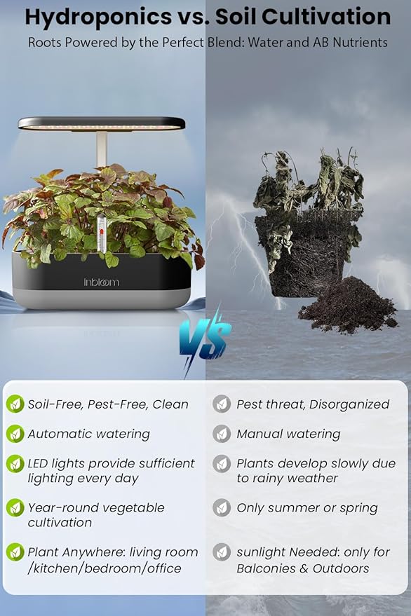 inbloom 12 Pods Hydroponics Growing System Black and Hydroponics Plant Food 1000 ml