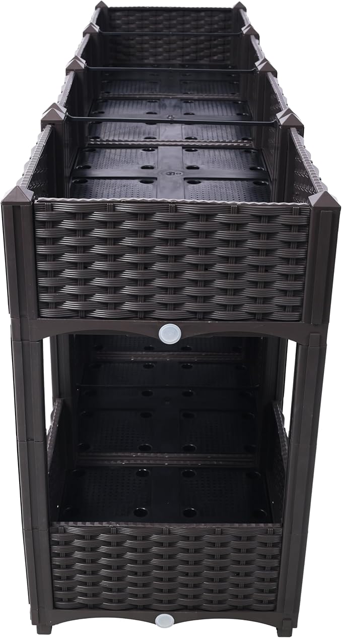Planter Raised Beds Elevated Drainage Plug Raised for VegetableFlowerHerb Outdoor Standing Planter Beds Gardening KitBrown63x15.7x27.7 QB590