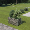 Galvanized Steel Gabion Planter Raised Bed Outdoor Garden Galvanized Steel Wire Mesh Grid Stone Wall Flower Raised Bed for Vegetables Flowers Plants 35.4x19.7x19.7