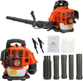 Backpack Leaf Blower 52CC 2-Stroke Gas Powered Leaf Blower 550CFM 1.25KW Air-Cooled Power Blower Snow Blower for Lawn Care Yard Dust Debris (Orange#2)