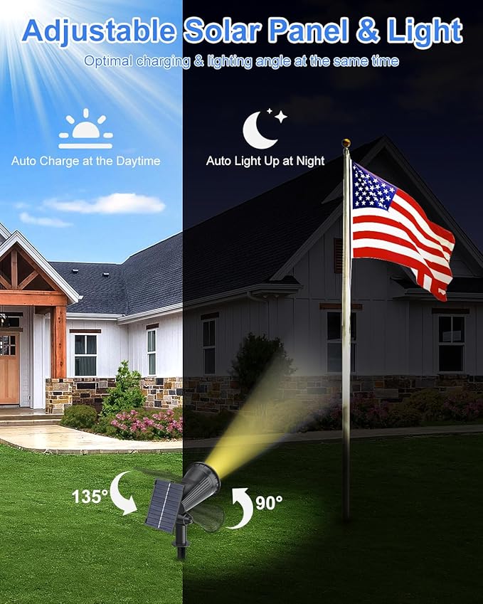 Solar Powered Spotlights Outdoor Waterproof Sunset Spot LED Lights Ultra Bright for Tree Flag Lawn Statue Pool Garden House Wall Yard Path Outdoor Landscape Uplighting 6 Pack Warm White