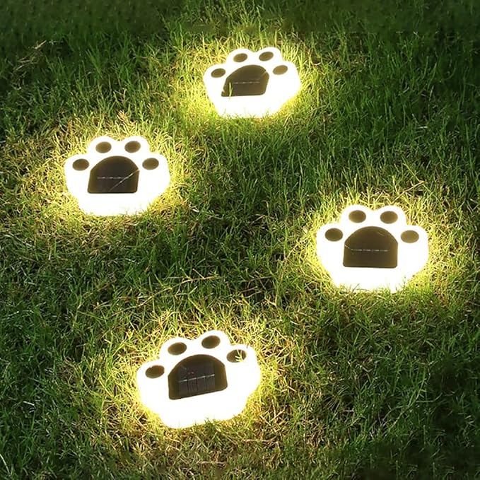 Plant Growing Lamps Solar Ground Lights Bear Paw Shape LED Outdoor GardenLandscape Foor Lamp for Lawn Pathway Yard Walkway Vegetable Patch