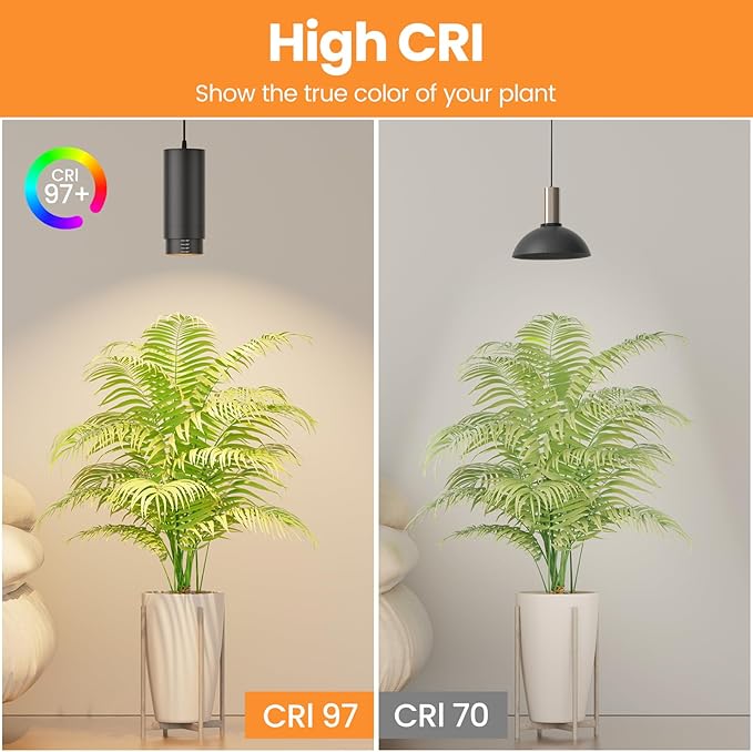 Remote Control Hanging Grow Lights for Indoor Plants 30W Hanging Plant Light with Auto On/Off Timer Full Spectrum LED Grow Light 3000K-5000K Dimmable Plug in Pendant Hanging Lights Black