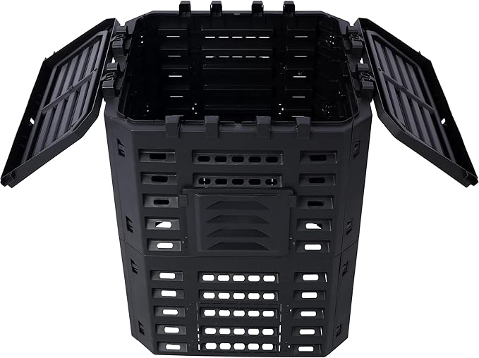 Garden Composter Bin Made from Recycled Plastic – 90 Gallons (340Liter) Large Compost Bin - Create Fertile Soil with Easy Assembly Lightweight Aerating Outdoor Compost Box