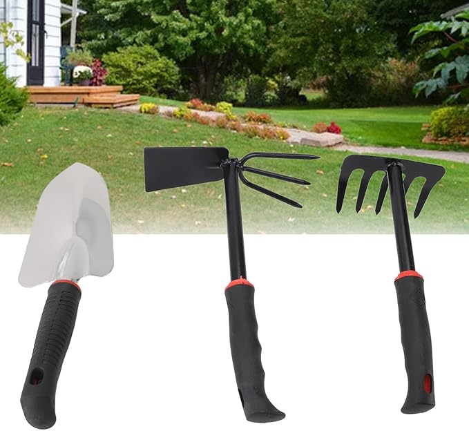 FLEXMAN 3Pcs Gardening Tool Set Portable Garden Hand Tools Heavy Gardening Kit Gardening Hand Tools Gardening Tools for Outdoor Activities and Small Gardens