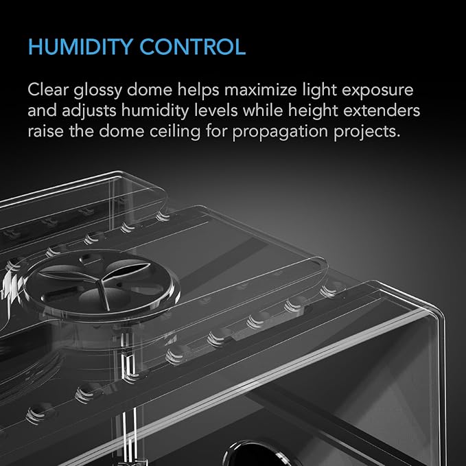 AC Infinity Large Humidity Dome Heavy-Duty Germination Kit with 3 mm Thickest Clear Dome Sturdy Drip Tray 6x12 Cell Seedling Tray Vented Height Extension Panels for Seed Starting Cloning Plants