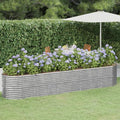 Garden Planters Outdoor Planters Garden Raised Bed Powder-Coated Steel 144.9x31.5x26.8 Silver for Growing Vegetables and Flowers