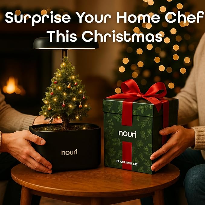 Nouri 5 Pod APP Smart Garden for Home Cooks with Heirloom Basil | Hydroponics Growing System Kit | LED Grow Lights | Indoor Gardening System | Herb Garden Planter Indoor Kit | Gifts for Women &amp Me