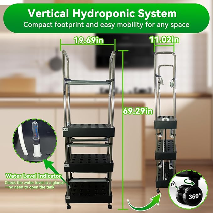 Upgraded 3-Tier Hydroponics Growing System Kit 60-Pod Indoor Garden with Adjustable Full-Spectrum LED Grow Light Auto Water Circulation Smart Growing System for Herbs Vegetables &amp Climbing Plan