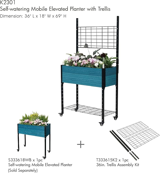 Everbloom Raised Garden Bed Trellis Assembly Kit Heavy Duty Galvanized Powder Coated Stainless Steel 36 L x 33 H T333615K2
