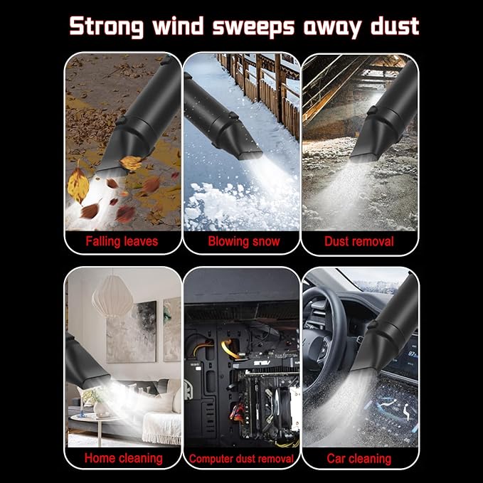 ZPSHYD Cordless Turbo Fan Blower 21V 800W High-Speed Handheld Leaf and Snow Blower with 3 Nozzles Stepless Speed Control for Car Garden and Workshop