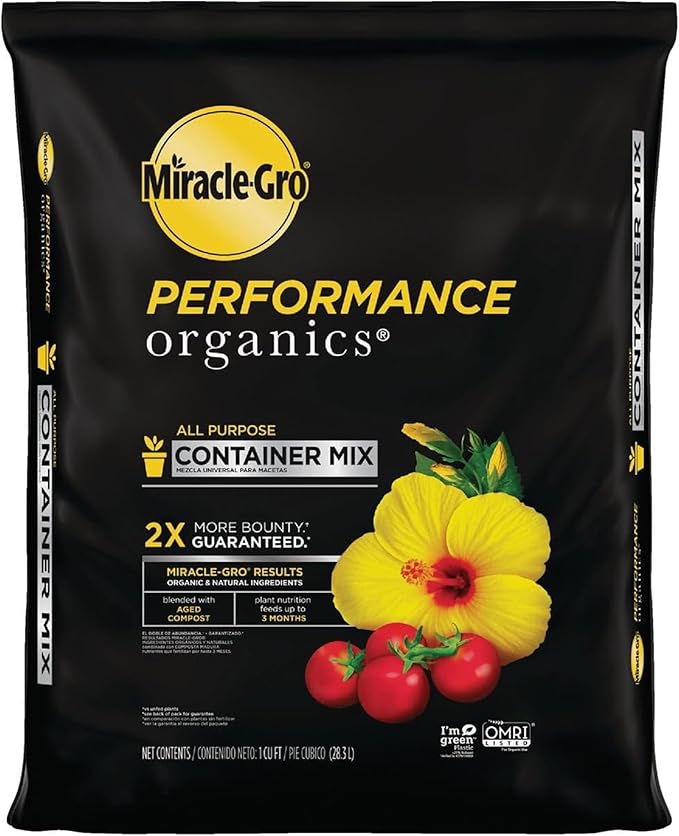 Miracle-Gro Performance Organics All Purpose Container Mix - Organic and Natural Plant Soil Feed for Up to 3 Months For Vegetables Flowers and Herbs Use in Indoor and Outdoor Containers 1 cu. Ft