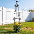 42 Inch Obelisk Trellis for Climbing Plants - Durable Metal Outdoor Support for Roses Bougainvillea Vines and Potted Plants - Easy to Install Garden Decoration