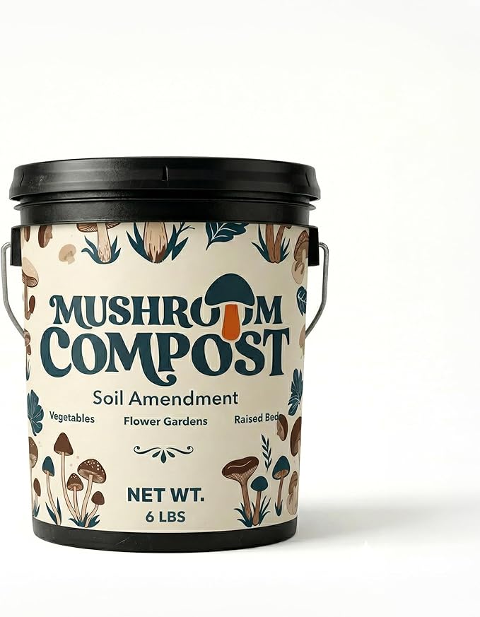 Mushroom Soil Compost Pail Organic Nutrient-Rich Garden Soil for Vegetables Flowers Raised Beds Lawn &amp Planting Mix (6 lb)