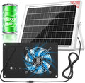 Solar Powered Fan with 15000mAh Battery &amp Timer 25W 3500RPM High-Speed Solar Exhaust Fan Low Noise Waterproof Ventilation for Chicken Coop Greenhouse Shed Pet House &amp Window