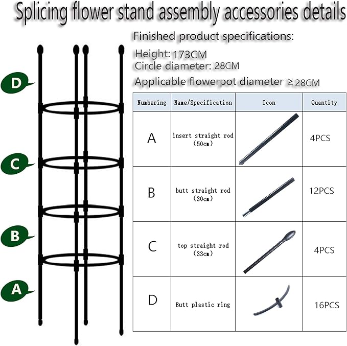 5.6 Feet Obelisk Garden Trellis Multi-Function Trellis Plant Support Indoor and Outdoor Pot for Climbing Vines Rose Tomatoes Plants Black1 173cm (210401YF53-2-10019-1722390261)