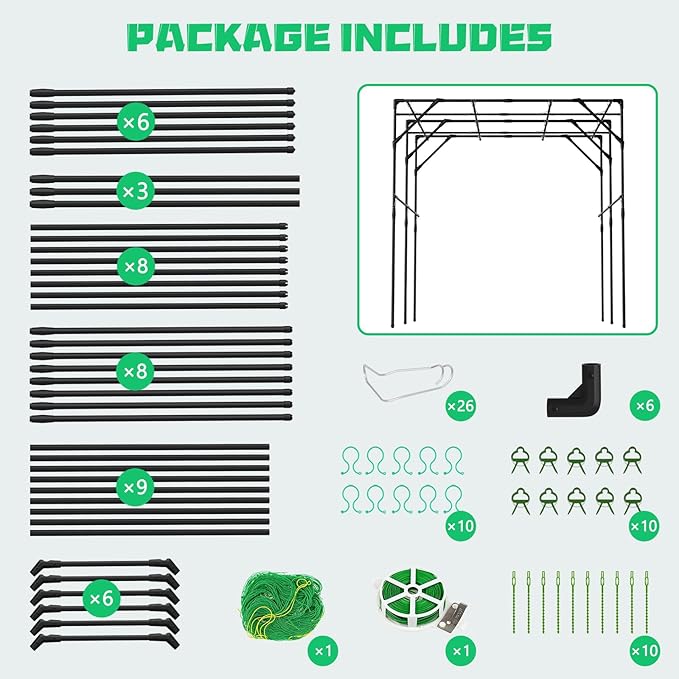 DoCred Tall Garden Arch Trellis for Climbing Plants 79 Inch Tall Metal Plant Support Trellis Archway for Climbing Vine Vegetable/Fruit/Flower Outdoor Yard Lawn Garden Arch Tunnel Trellis