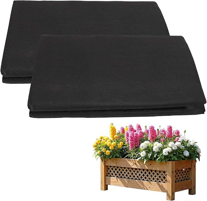 2 Pack Raised Garden Bed Liner Raised Garden Bed Liner Non Woven Fabric Planter Liner for Greenhouse Vegetable Gardening Cuttable Plant Liner with Soil Containment &amp Water Drainage